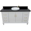 61 in. Single Wooden Vanity  White with Black Galaxy Rectangle Sink