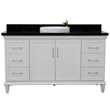 61 in. Single Wooden Vanity  White with Black Galaxy Rectangle Sink