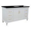61 in. Single Wooden Vanity  White with Black Galaxy Rectangle Sink