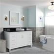 61 in. Single Wooden Vanity  White with Black Galaxy Round Sink