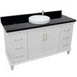 61 in. Single Wooden Vanity  White with Black Galaxy Round Sink