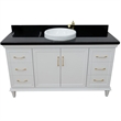 61 in. Single Wooden Vanity  White with Black Galaxy Round Sink