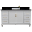 61 in. Single Wooden Vanity  White with Black Galaxy Round Sink