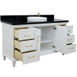 61 in. Single Wooden Vanity  White with Black Galaxy Round Sink