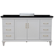 61 in. Single Wooden Vanity  White with Black Galaxy Round Sink