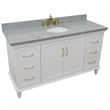 61 in. Single Wooden Vanity  White with Gray Granite Oval Sink