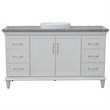 61 in. Single Wooden Vanity  White with Gray Granite Round Sink