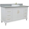 61 in. Single Wooden Vanity  White with Gray Granite Round Sink