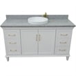 61 in. Single Wooden Vanity  White with Gray Granite Round Sink