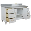 61 in. Single Wooden Vanity  White with Gray Granite Round Sink