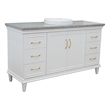 61 in. Single Wooden Vanity  White with Gray Granite Round Sink