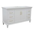61 in. Single Wooden Vanity  White with White Quartz Oval Sink