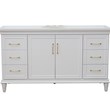 61 in. Single Wooden Vanity  White with White Quartz Oval Sink