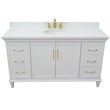 61 in. Single Wooden Vanity  White with White Quartz Oval Sink