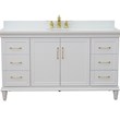 61 in. Single Wooden Vanity  White with White Quartz Oval Sink