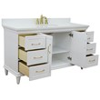 61 in. Single Wooden Vanity  White with White Quartz Oval Sink