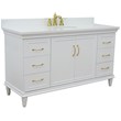 61 in. Single Wooden Vanity  White with White Quartz Oval Sink
