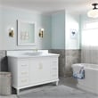 61 in. Single Wooden Vanity  White with White Quartz Round Sink