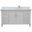 61 in. Single Wooden Vanity  White with White Quartz Round Sink