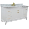 61 in. Single Wooden Vanity  White with White Carrara Oval Sink