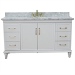 61 in. Single Wooden Vanity  White with White Carrara Oval Sink
