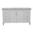 61 in. Single Wooden Vanity  White with White Carrara Oval Sink