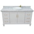 61 in. Single Wooden Vanity  White with White Carrara Rectangle Sink