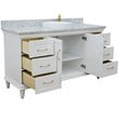 61 in. Single Wooden Vanity  White with White Carrara Rectangle Sink