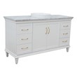 61 in. Single Wooden Vanity  White with White Carrara Round Sink