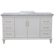 61 in. Single Wooden Vanity  White with White Carrara Round Sink