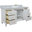 61 in. Single Wooden Vanity  White with White Carrara Round Sink