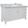 61 in. Single Wooden Vanity  White with White Carrara Round Sink