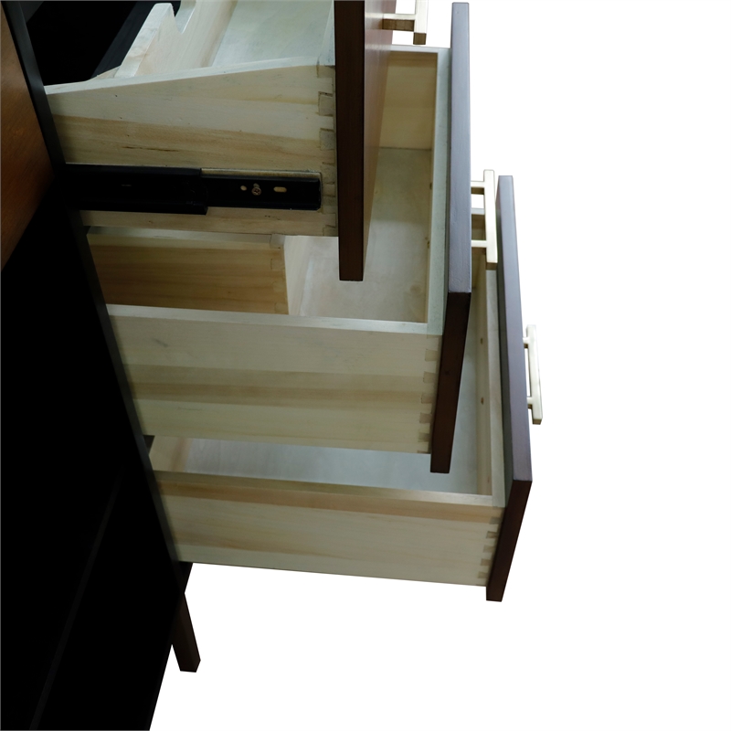 60 in. Double Wooden Vanity Walnut Black  Cabinet Only