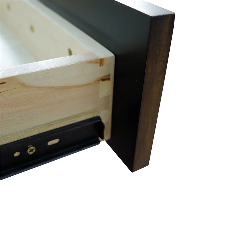 60 in. Double Wooden Vanity Walnut Black  Cabinet Only