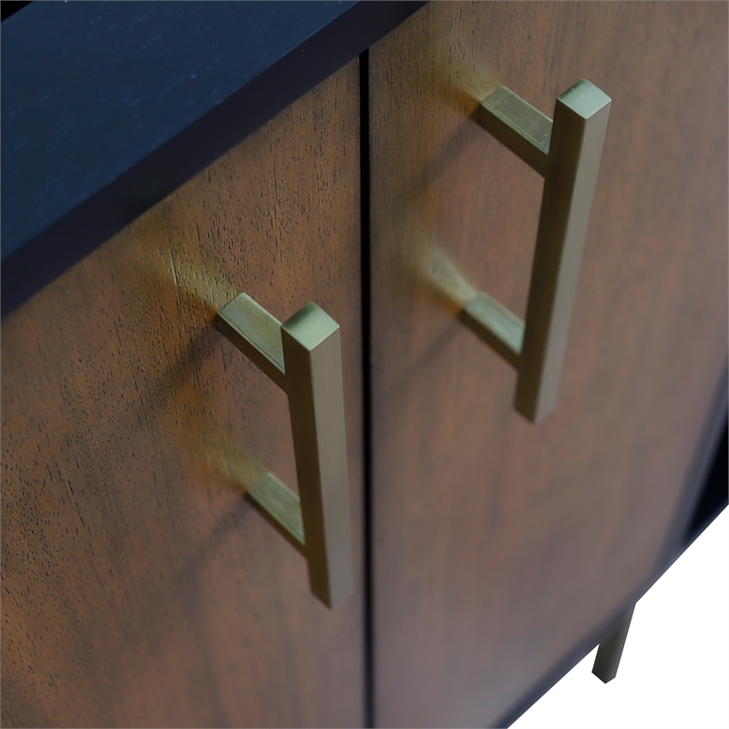 60 in. Double Wooden Vanity Walnut Black  Cabinet Only
