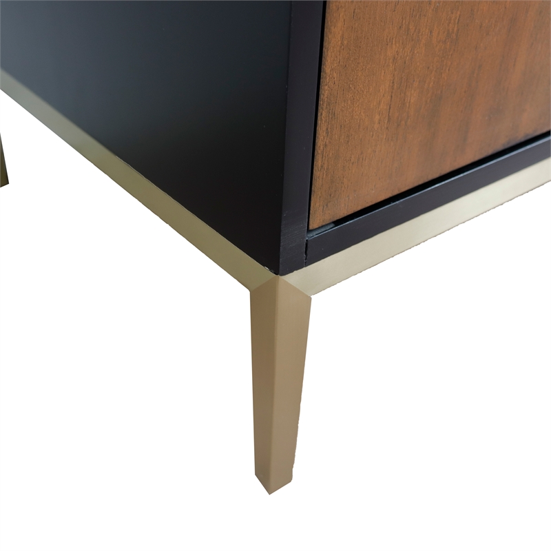 60 in. Double Wooden Vanity Walnut Black  Cabinet Only