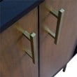 61 in. Double Wooden Vanity Walnut Black Black Galaxy Granite Rectangle Sink