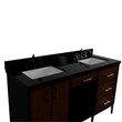 61 in. Double Wooden Vanity Walnut Black Black Galaxy Granite Rectangle Sink