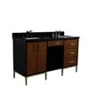 61 in. Double Wooden Vanity Walnut Black Black Galaxy Granite Rectangle Sink