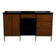 61 in. Double Wooden Vanity Walnut Black Black Galaxy Granite Rectangle Sink