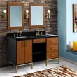 61 in. Double Wooden Vanity Walnut Black Black Galaxy Granite Rectangle Sink
