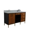 61 in. Double Wooden Vanity Walnut Black Gray Granite Oval Sink