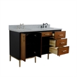 61 in. Double Wooden Vanity Walnut Black Gray Granite Oval Sink