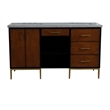 61 in. Double Wooden Vanity Walnut Black Gray Granite Rectangle Sink