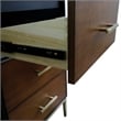61 in. Double Wooden Vanity Walnut Black Gray Granite Round Sink