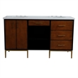 61 in. Double Wooden Vanity Walnut Black White Quartz Oval Sink