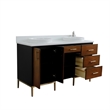 61 in. Double Wooden Vanity Walnut Black White Quartz Round Sink