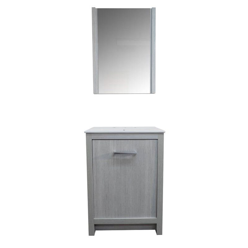 24 in. Single Gray Vanity with Ceramic Sink