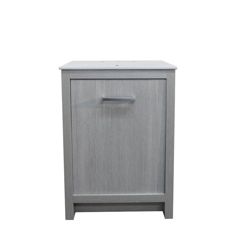24 in. Single Gray Vanity with Ceramic Sink