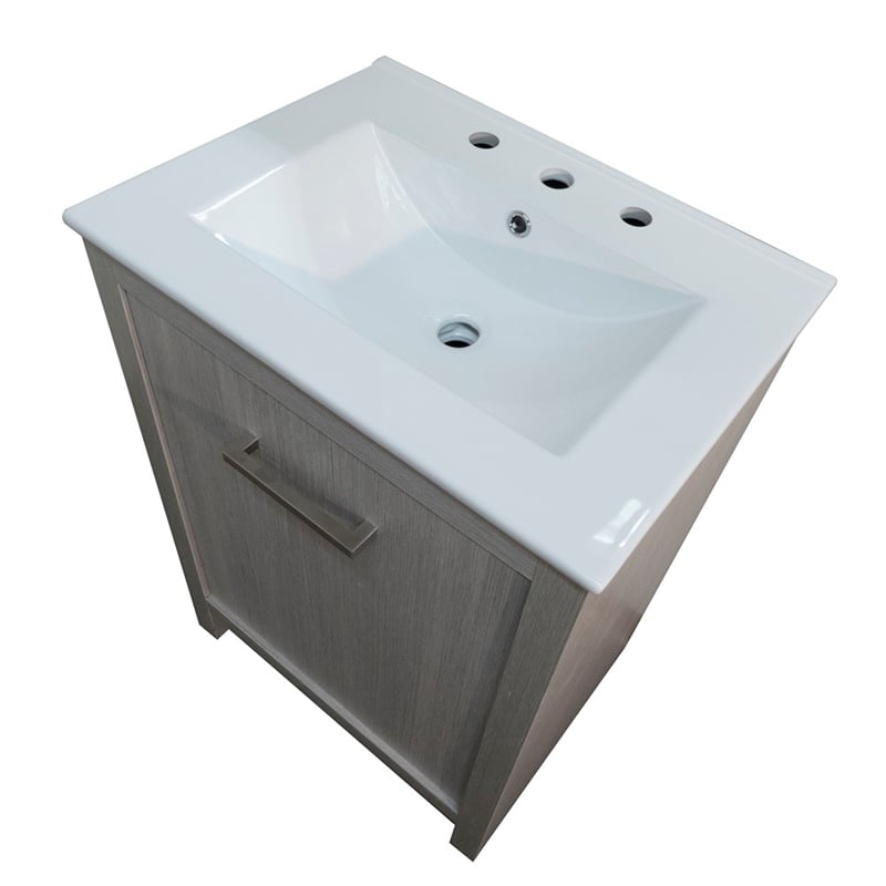 24 in. Single Gray Vanity with Ceramic Sink